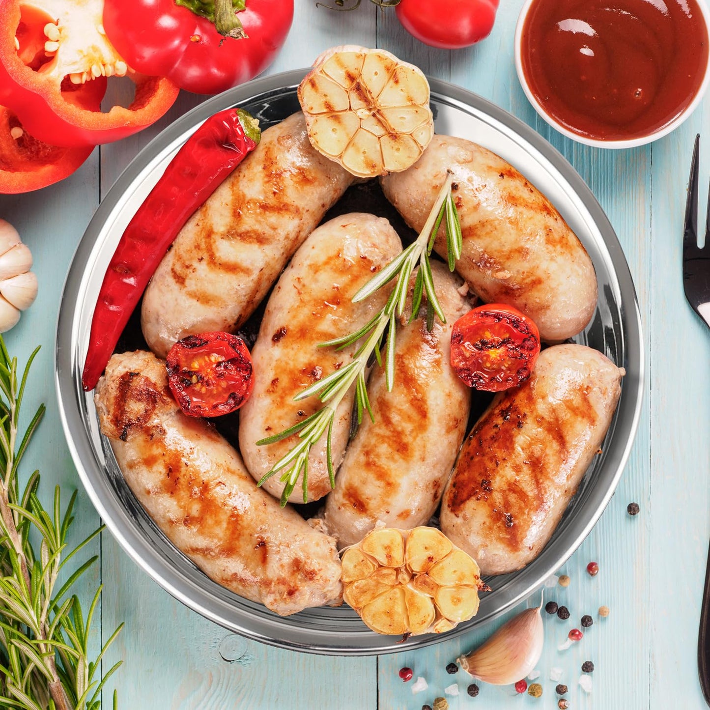 Fabnati Set of 4 Stainless Steel Plates for Eating, Round Camping Serving Plate Set