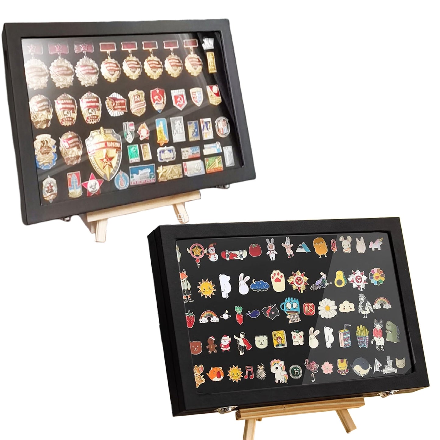AMBOJIE Enamel Pin Display Case - Military, Insignia Ribbons, Medals, Beach Tags, Gift, Jewelry Pins, Collectibles 14" X9.8" Inch