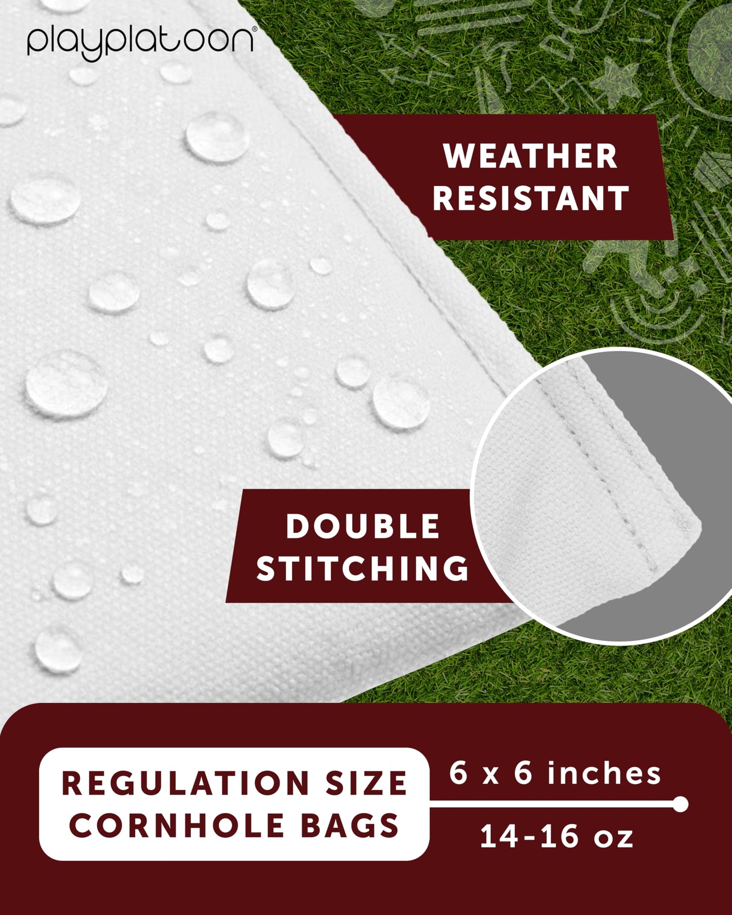 Play Platoon Weather Resistant Cornhole Bags - Set of 8 Regulation Corn Hole - Royal Blue & White - Durable Duck Cloth Corn Hole for Tossing Game, Includes Tote Bag