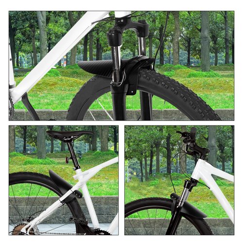 NQEUEPN 2pcs Mountain Bike Fenders with 12 Cable Ties, Front and Rear Compatible Bicycle Mudguard Adjustable Fork Fender MTB for 26in, 27.5in, 29in Bike Wheel & Disc Brake Bikes