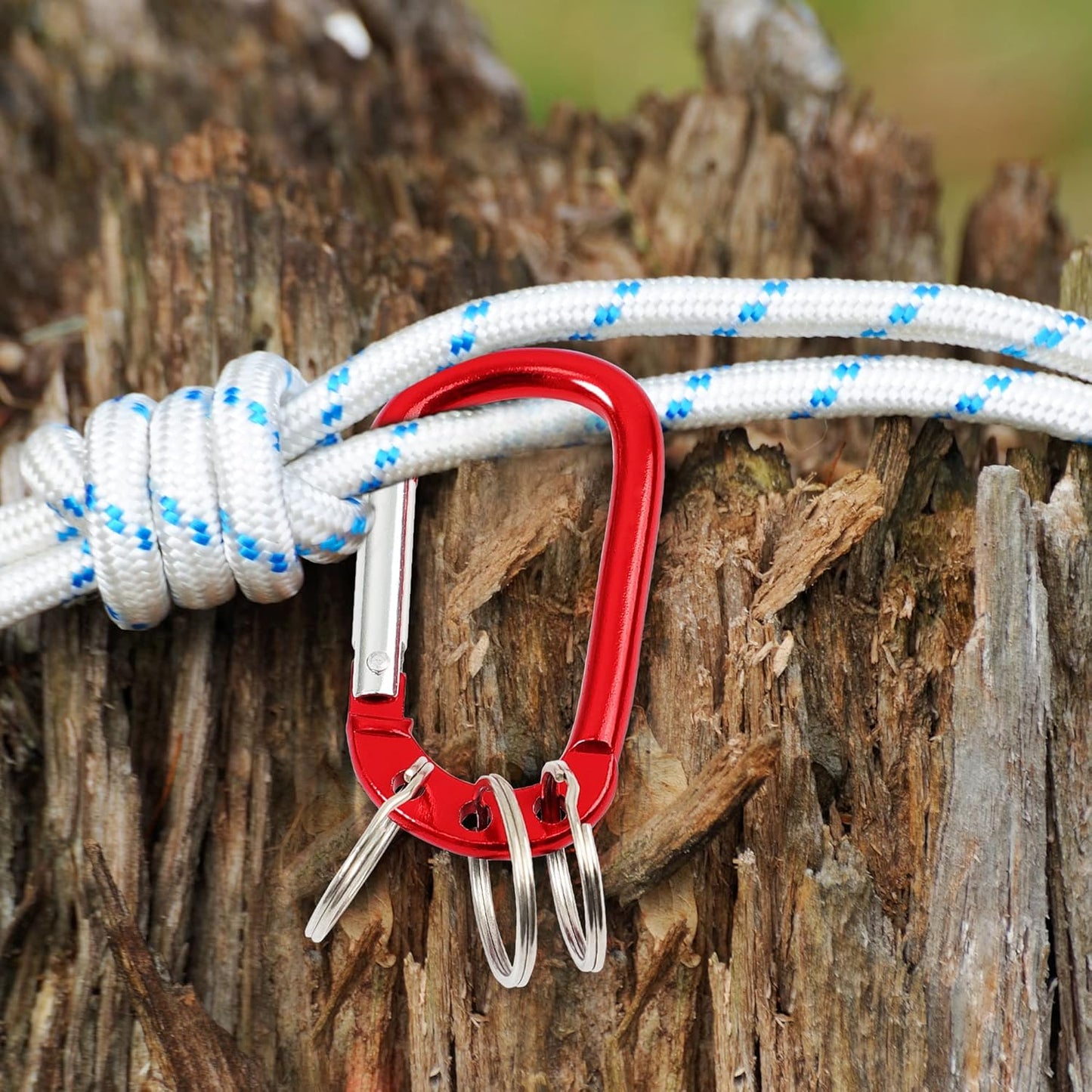 uxcell D Ring Carabiners Clip, Metal Spring Snap Hook with 3 Key Ring, Locking Keychain Snap Ring for Loaded Gate, 3.5 Inch Quick Link for Outdoor Hiking Fishing Traveling, Large 1PCS Red
