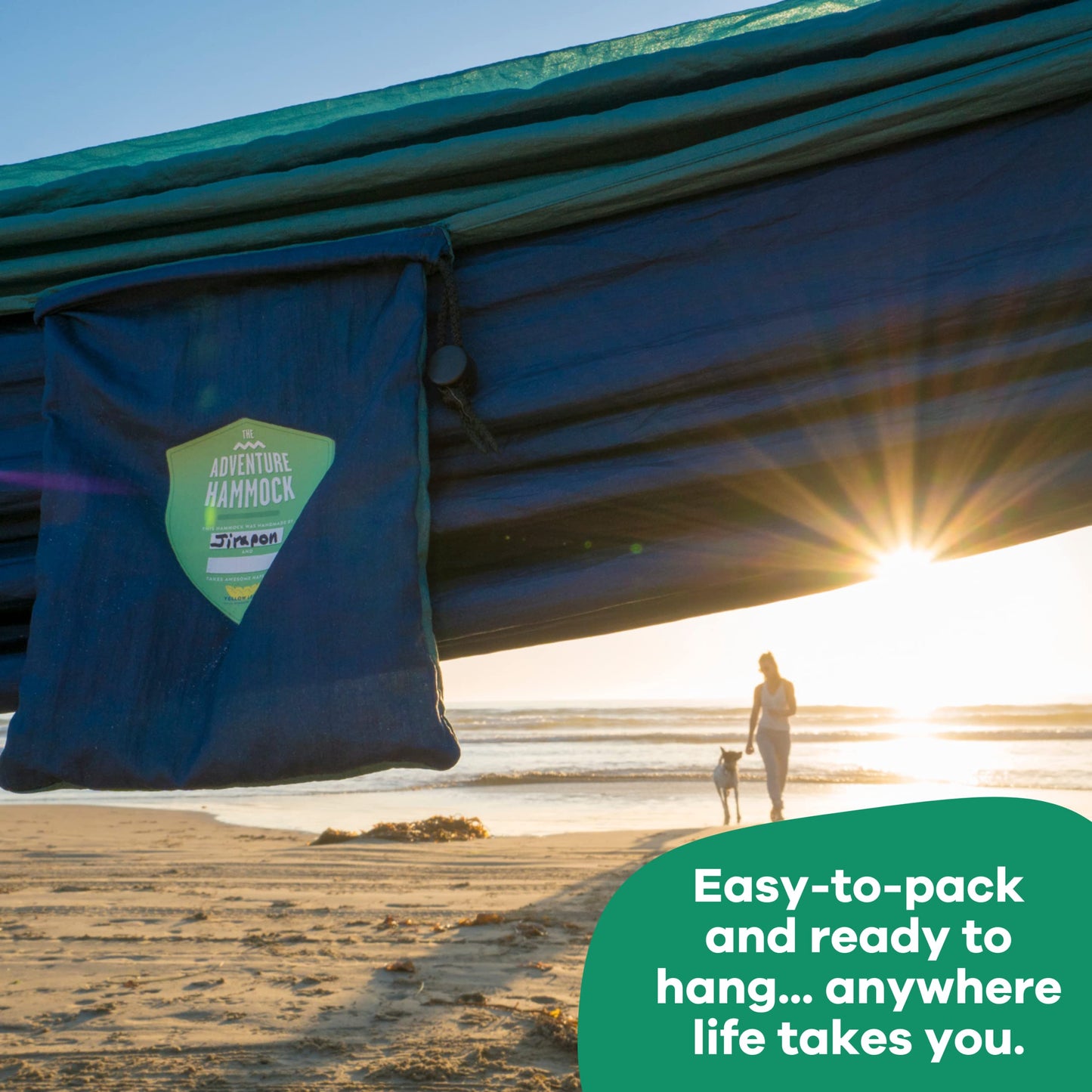 Handcrafted Adventure Parachute Hammock by Yellow Leaf Hammocks - Fits 1-2 PPL, 400lb max - Weathersafe, Super Strong, Easy to Hang, Ultrasoft, Easy to Pack - Color: Blue and Green