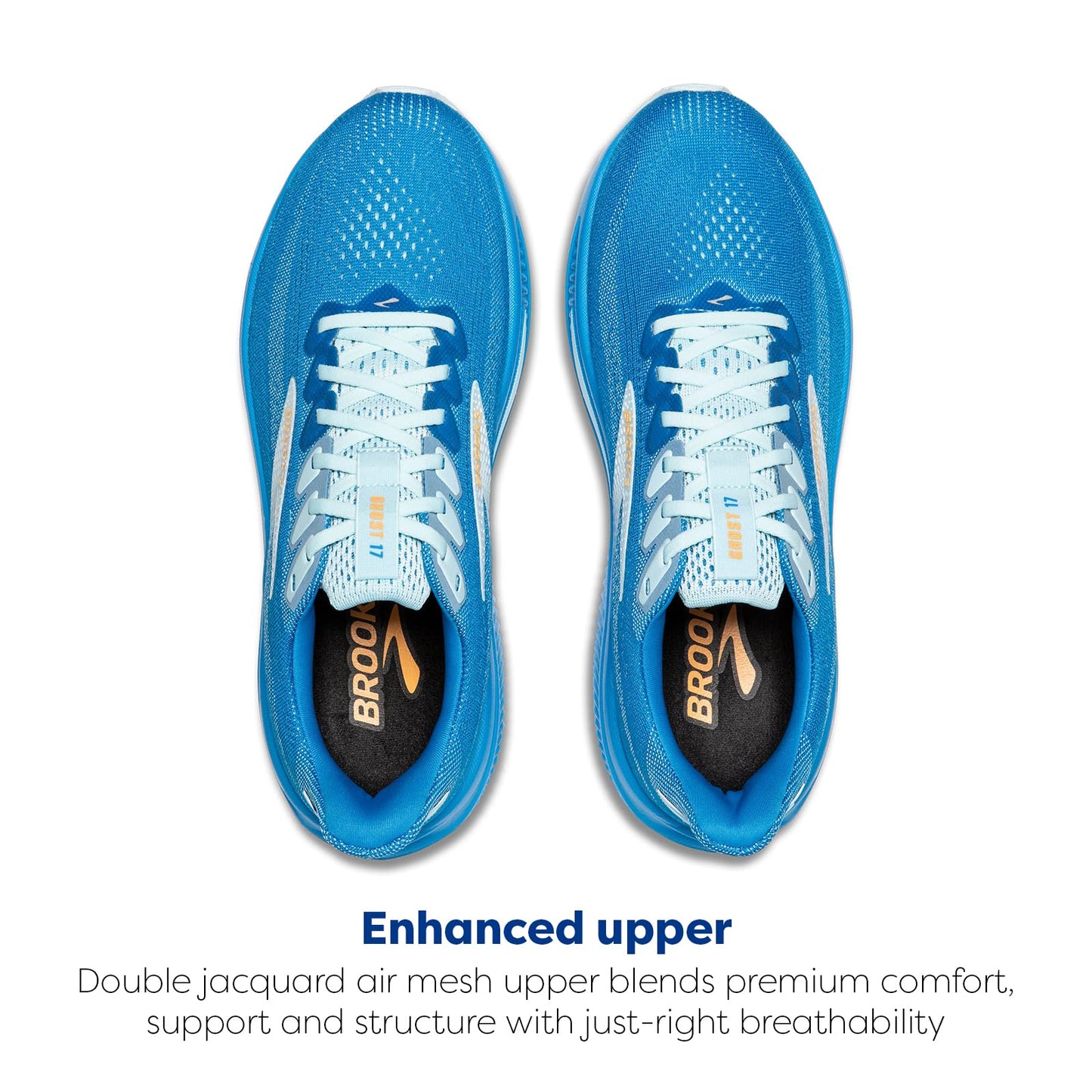 Brooks Men’s Ghost 17 Neutral Running Shoe - Cloissone/Blue/Orange - 12.5 Medium