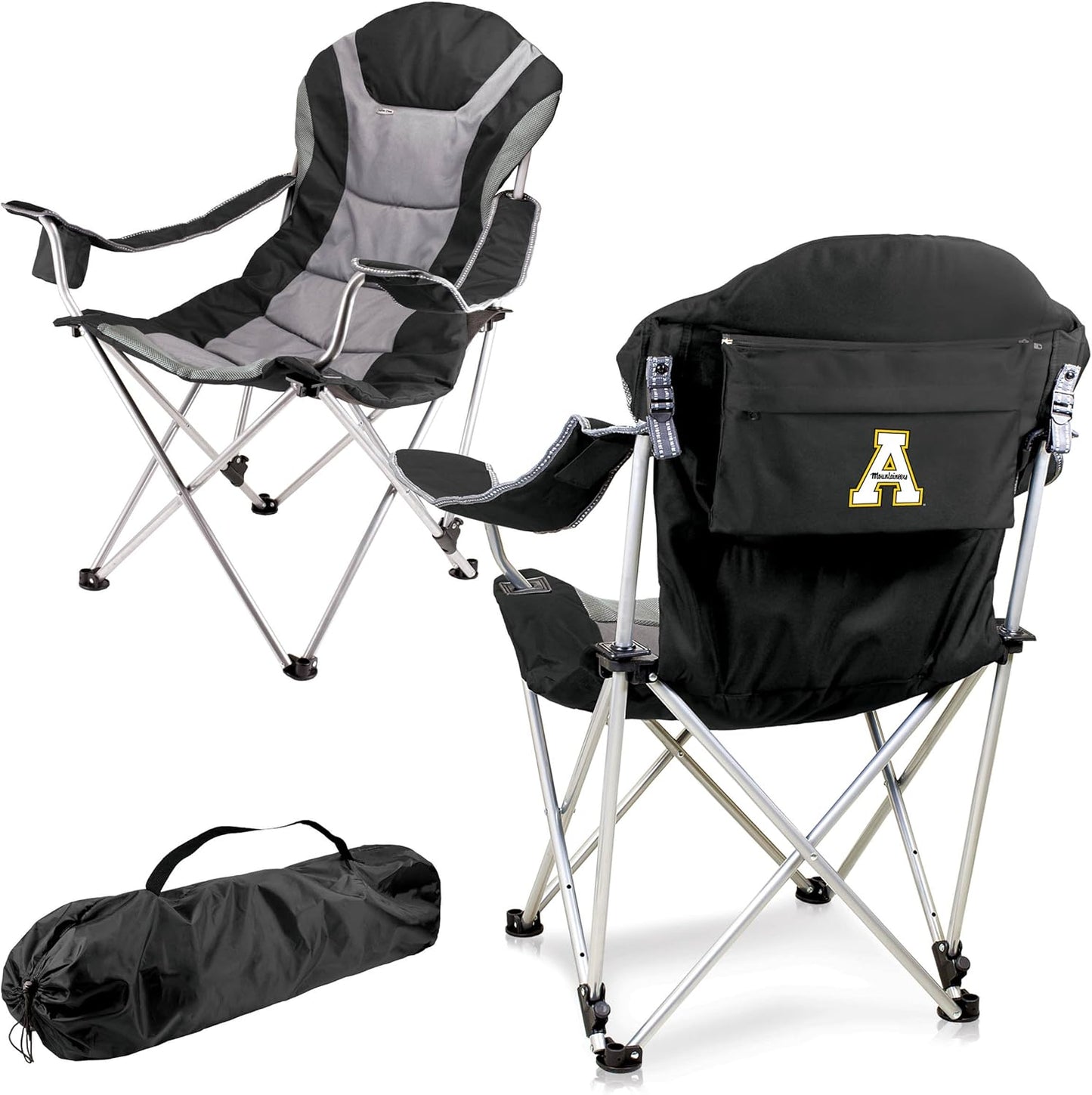 PICNIC TIME NCAA Arkansas Razorbacks Reclining Camp Chair - Beach Chair for Adults - Sports Chair with Carry Bag
