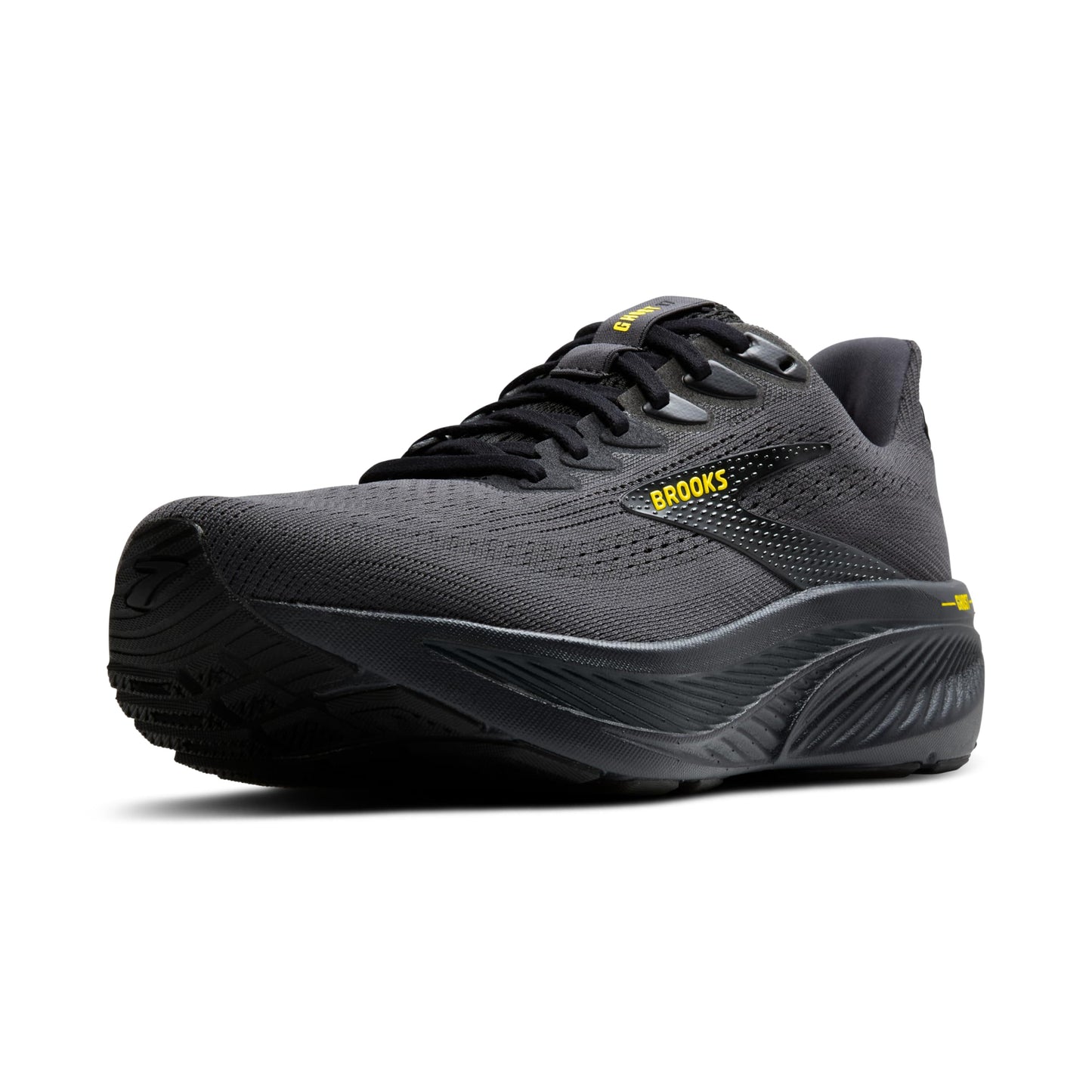 Brooks Men’s Ghost 17 Neutral Running Shoe - Ebony/Black/Yellow - 8.5 Medium