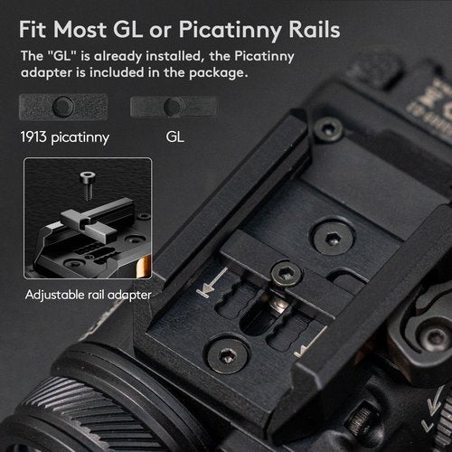 RovyVon GL4 Pro Rail-Mounted Flashlight 400 Lumens White Light, 300mW IR Illuminator, with Coaxial Visible and IR Beams, Two CR123 Batteries Included