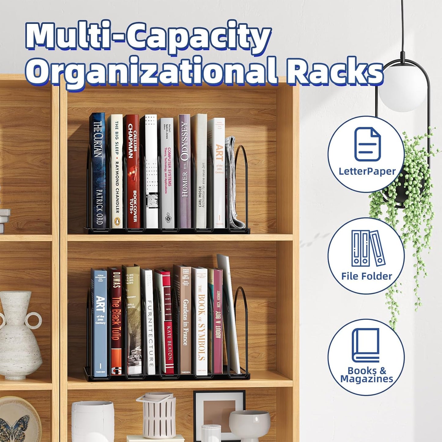 Simple Trending 9 Section Metal File Sorter Organizer for Desk, Vertical File Folder Stand for Home Office, Black