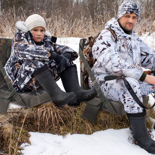Menkxi Waterproof Heated Hunting Seat Cushion with Backrest 3 Mode Adjustable Self Supporting Tree Stand Seat with Pocket for Hunting Warm Portable Folding for Power Bank Not Included