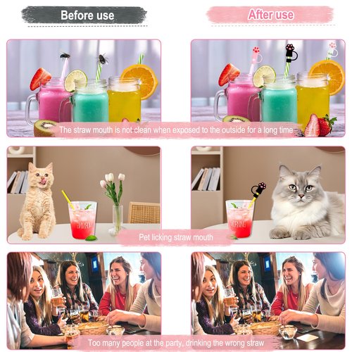 IGAMWAY (3+3) 3PCS Straw Cover Fit for Stanley Cup, 10mm Silicone Straw Topper Protector Lid with 3PCS Initial Name ID Letter Charm Compatible for Stanley Tumblers Accessories-Q