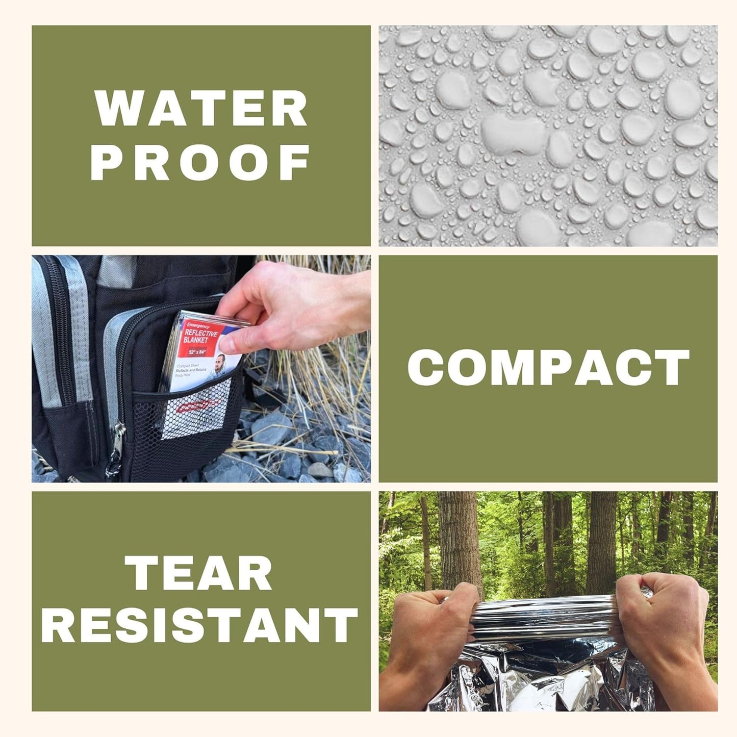 [5 Pack] Thermal Reflective Emergency Blanket 52”x84” | Emergency Mylar Blankets | Survival Blanket for Survival Supplies | Camping, Hiking, or Emergencies