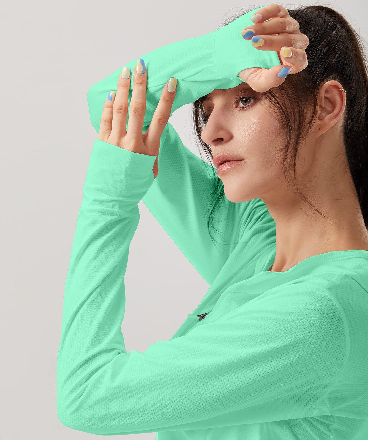Soothfeel Women's UPF 50+ Sun Protection Hoodie Jacket Lightweight Long Sleeve Sun Shirt for Women with Pocket Hiking Outdoor Bright Green XL