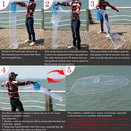 Drasry Fishing Cast Net with Aluminum Ring 3/8 or 1/2 Mesh for Saltwater Freshwater Bait Shrimp Trap Fish Throw Net Size 4FT/5FT/6FT/7FT Radius (Gray Sinkers 3/8 Mesh, 6FT / 180cm Radius
