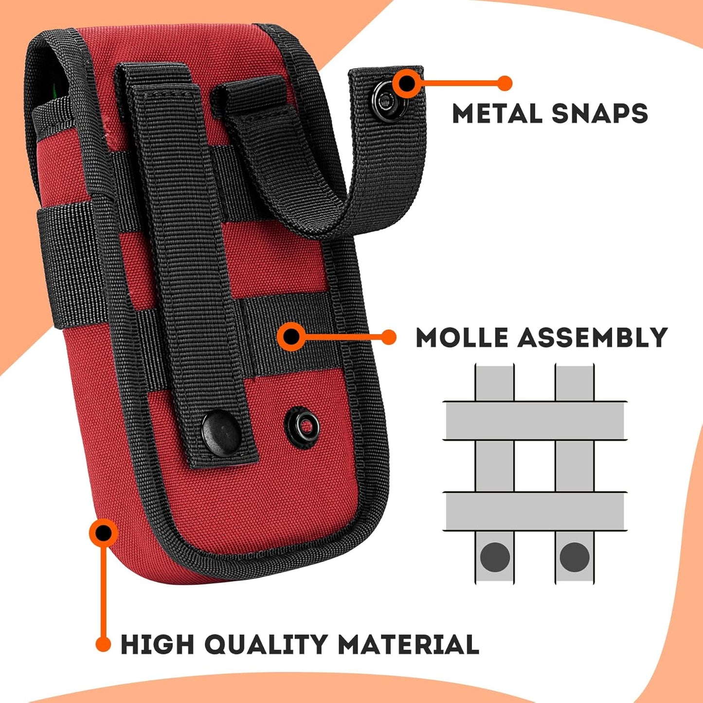 IronSeals Tactical Phone Holster Pouch, Tactical Smartphone Pouches Cellphone Case Molle Gadget Bag Molle Attachment Belt Holder Waist Bag for 4.7"-6.9" with US Flag Patch for iPhone 16 Pro/15 Pro
