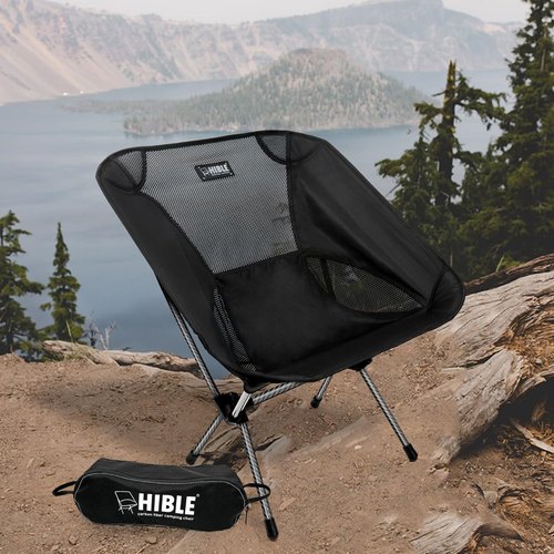 HIBLE Carbon Fiber Folding Camping Chair, Ultra-Light Portable Camp Chair for Hiking, Beach, Fishing, Stable Backpacking Chair (Supports 265 Lbs)