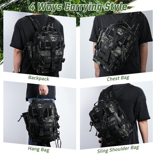 Vilante Fishing Tackle Backpack, Military Tactical Backpack Tactical Sling Backpack Bag Fishing Tackle Storage Bag Fish Gear Bag Molle Assault Pack Tactical Hiking Rucksack(Green)