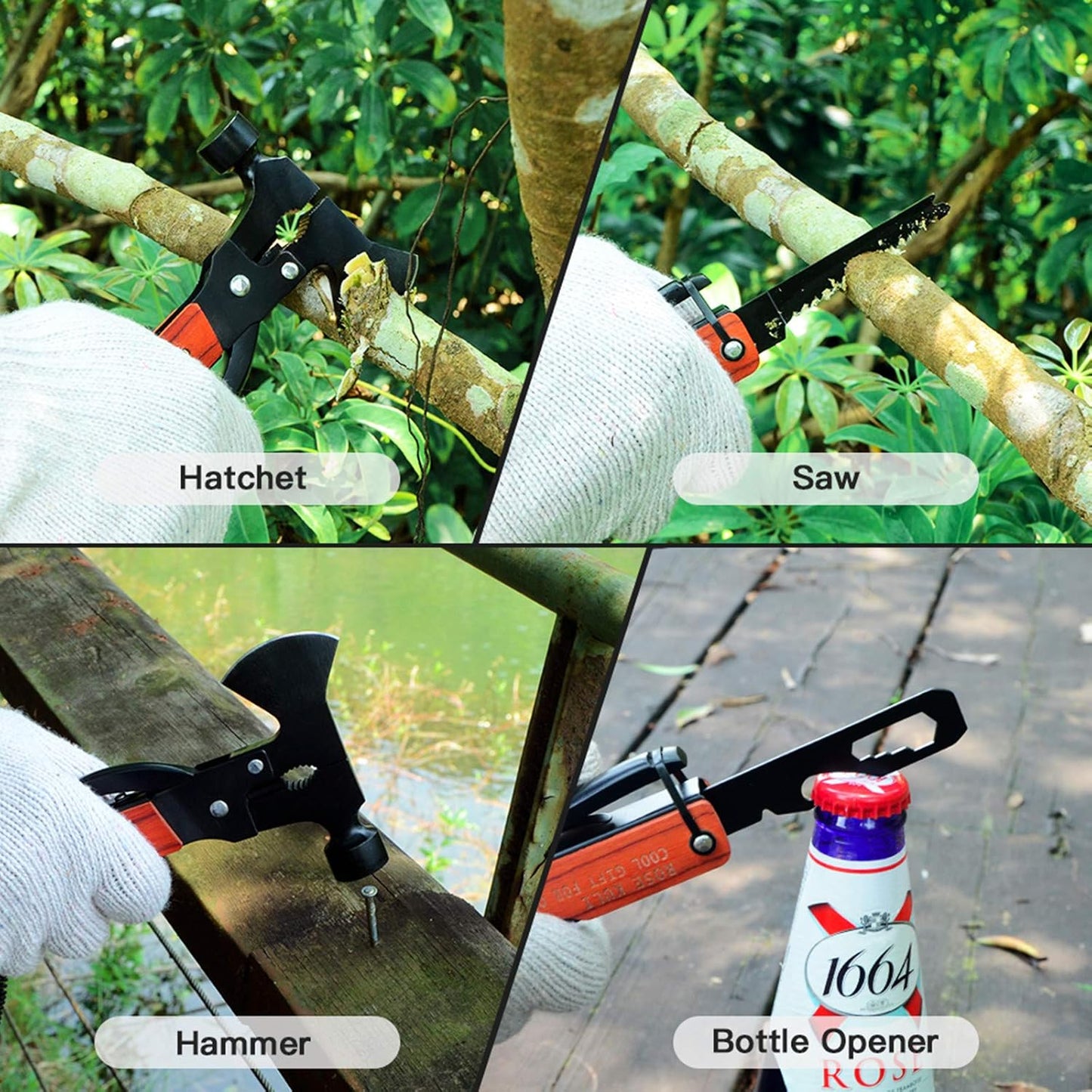 Camping Gear Multitool, Cool & Unique Birthday Gifts for Men Dad Husband Boyfriend, 18-in-1 Survival Gear for Outdoor Hunting Hiking, Emergency Escape Tool with Axe,Hammer,Plier,Knife,Bottle Opener