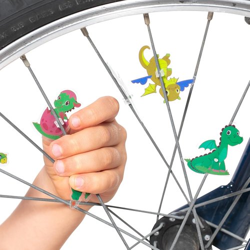 Bike Wheel Spoke Accessories for Kids – Bicycle Decorations & Attachments for Boys & Girls - Party Favors, Goodie Bag Stuffers, Outdoor Toys – Dinosaur, Flower & Butterflies Theme - 36 Pcs
