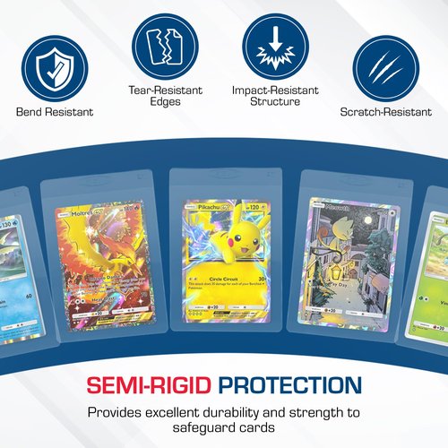 BCW Semi Rigid Card Holder #1 | 50 Pack | Semi Rigid Card Sleeves for Grading | PSA Submission Card Savers I for Sports, Pokémon, and Memorabilia Cards