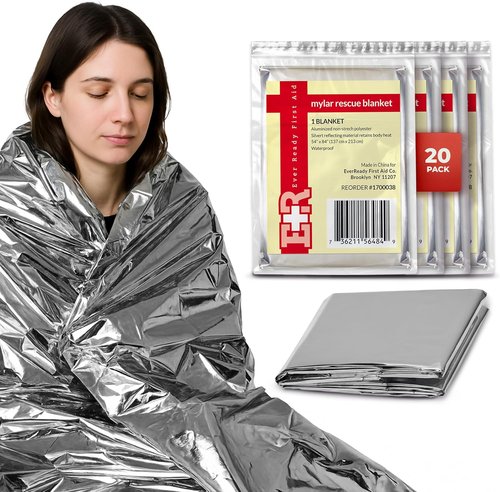 Large Mylar Emergency Rescue Blankets - 54” x 84” Thermal Sheets, 20 Count