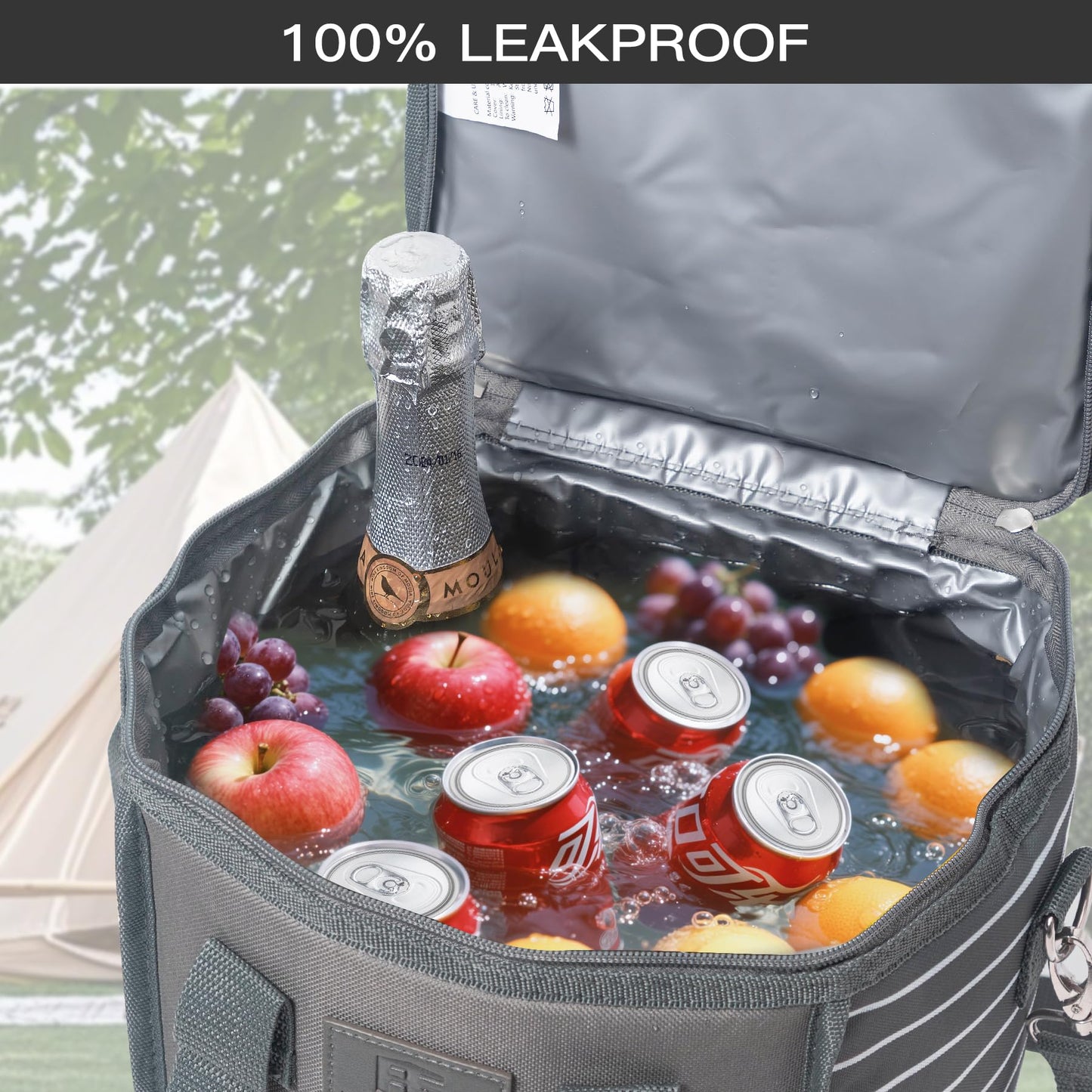 Fun Elements Insulated Cooler Bag, 18 Can Collapsible Leakproof Bag with Handle and Strap, Camping & Travel Cooler for Party, Beach, Picnic