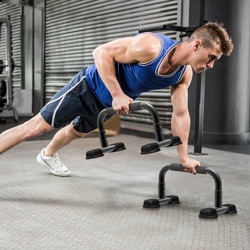 Dolibest Push Up Bar, 9.6'' High Parallettes Bars with Full-Cover Foam Handles, Stable Calisthenics Equipment, Suitable for Handstand, L-Sit, Dip Bar, Strength Training for Indoor Outdoor Use（660LB）