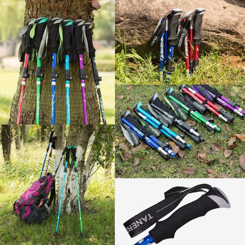 ThreeH Pair of 2 Travel Trekking with Quick Lock System Hiking Pole for Men Women Walking Sticks for Seniors Ultralight Folding Walking Poles for Hiking Black