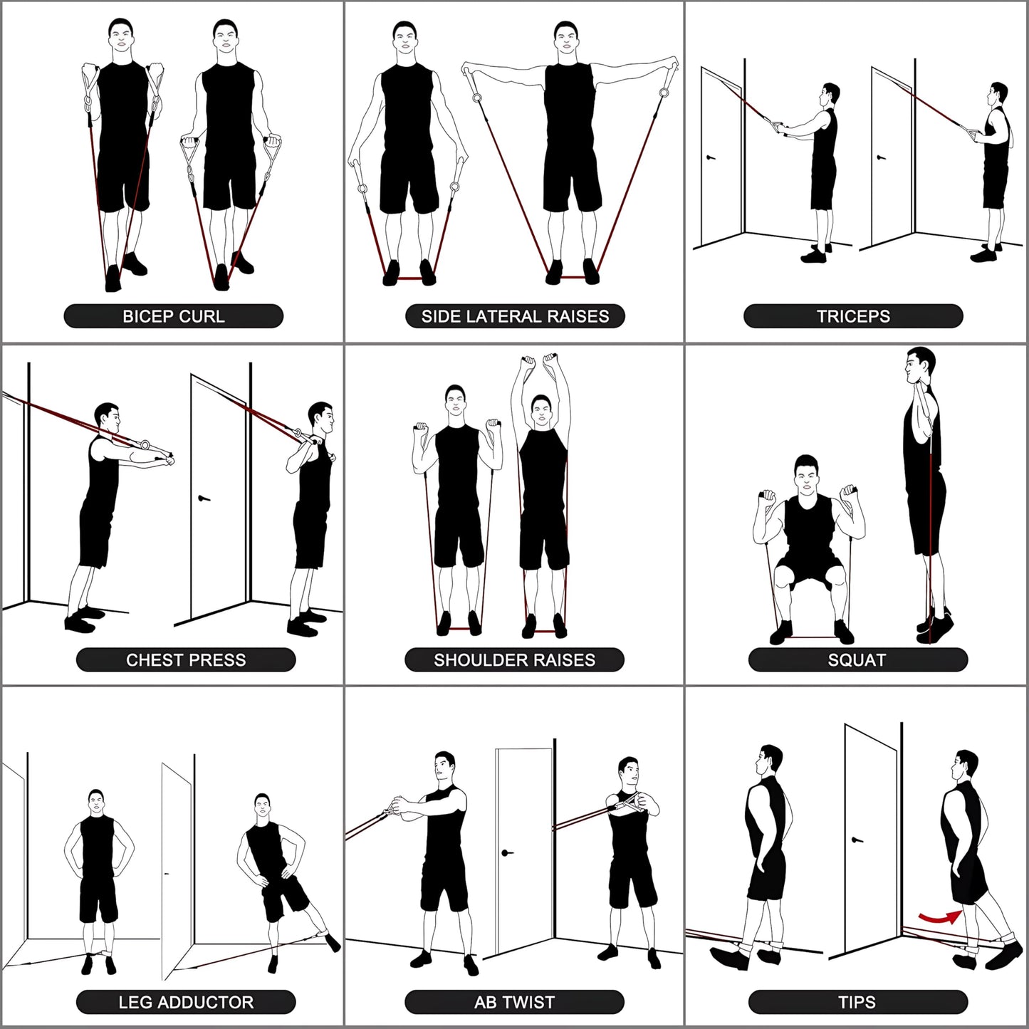 GODBOD 11-Piece Resistance Bands Set – Heavy-Duty Exercise Bands with Handles, Door Anchor, Ankle Straps, and Carry Bag for Strength Training, Yoga, Pilates, Physical Therapy, and Home Workouts