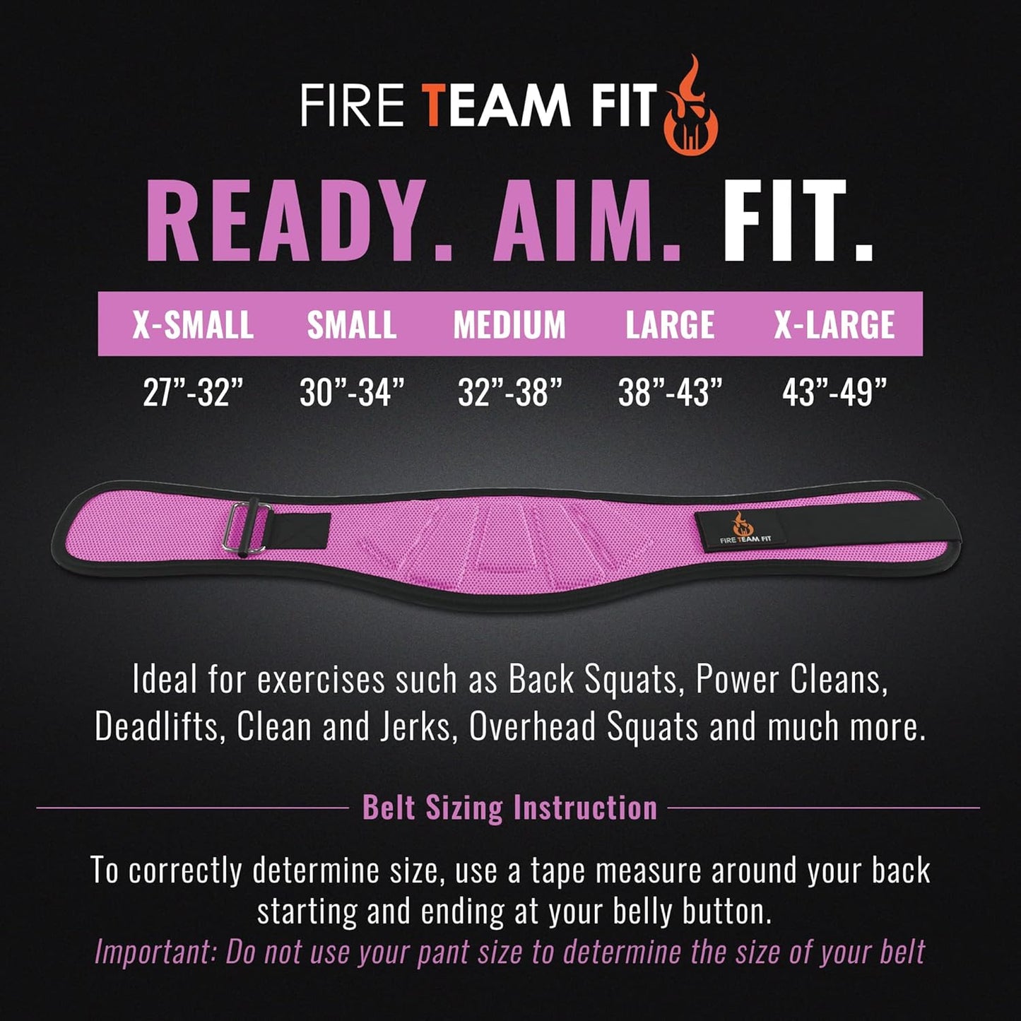 6-Inch Weightlifting Belt for Men & Women - Back Support for Squats & Deadlifts (Pink, XS 27"-32")