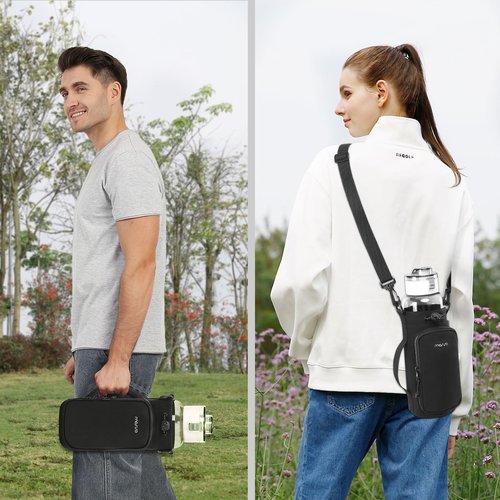 MOSISO Water Bottle Holder with Phone Pocket, 25oz / 32oz Water Bottle Carrier Bag with Adjustable Strap & Handle for Walking, Hiking, Camping, Travelling, Black