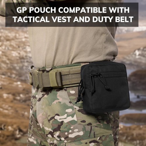 GP Pouch MOLLE General Purpose Admin Pouches Small Utility EDC Pouch with Loop Panel for Tactical Gear Belt as Expanded Storage Bag