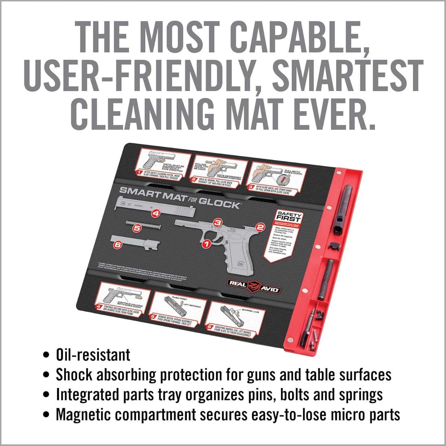 Real Avid Gun Cleaning Mat 19" x 16" with Magnetic Parts Tray | 1911, Glock, Smith & Wesson M&P or Sig Sauer P365 & P365XL (Choose Style Below)