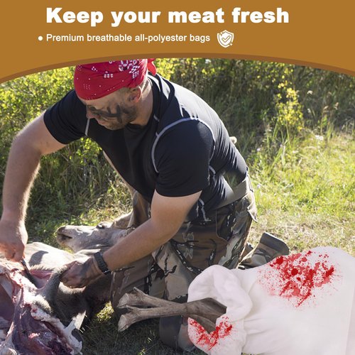CIPOOH 5Pack Reusable Big Game Bags - Heavy Duty Quarter & Rolled Meat Bags, Durable for Elk, Caribou, Deer, Moose (48 Inch x4 & 28 Inch x1)