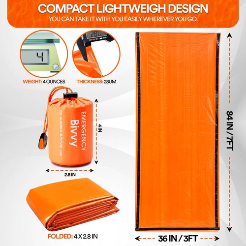 Emergency Sleeping Bags for Survival, with Whistle, Portable Camping Bivy Sacks Waterproof Blanket for Camping Hiking and Other Outdoor Activities,