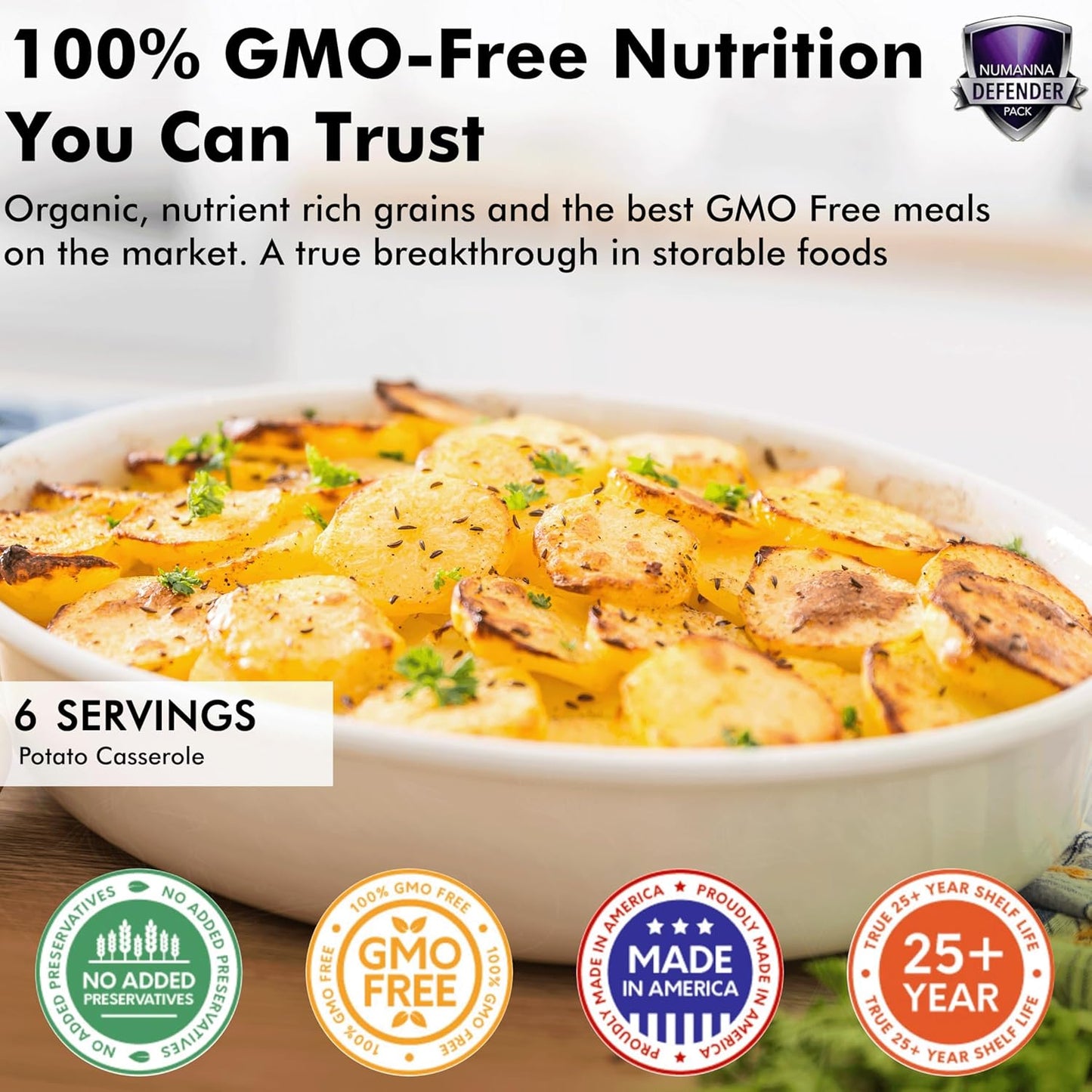 Numanna Defender Nutritive Pack Bucket 204 Servings | 1-Month Emergency Food Supply | GMO-Free, Non-Perishable Meals with Organic Grains & Superfoods | Easy to Prepare | Camping & Daily Use Pack of 1
