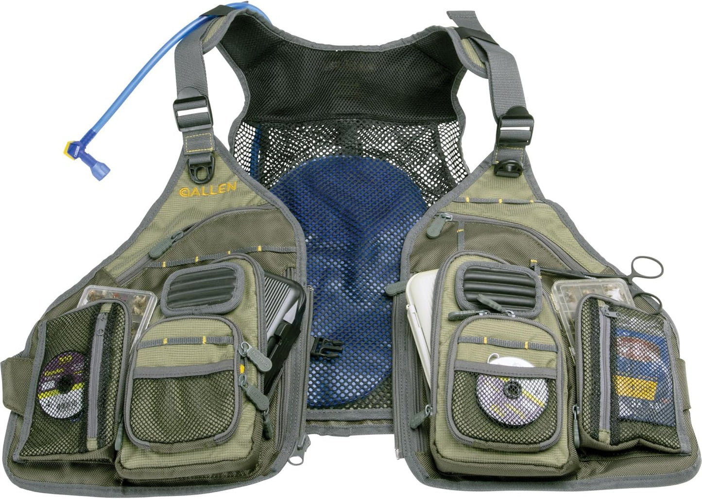 Allen Company, Big Horn Fishing Chest Vest with MOLLE Web Gear Lash, with Hydration Storage Pocket, Fishing Outdoor Gear, Olive, Medium (6346)