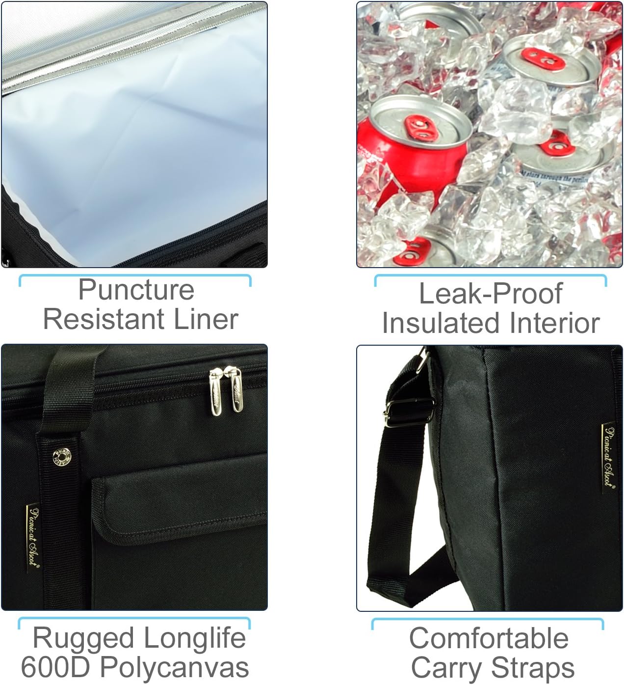 Picnic at Ascot 64 Can Capacity Heavy Duty Collapsible Leakproof Cooler- Designed & Quality Approved in The USA