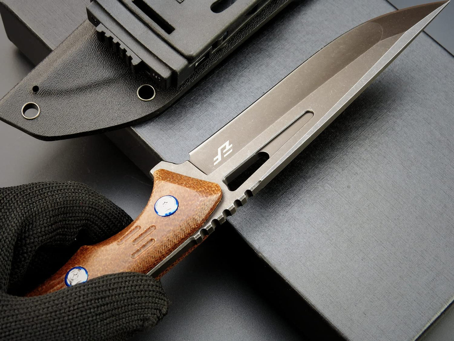 Eafengrow EF127 Fixed Blade Knife 14C28N Steel Blade, Micarta Handle Full Tang Fixed Knifes for Working Camping Hunting Survival Heavy Duty EDC Tool Knife(Brown)