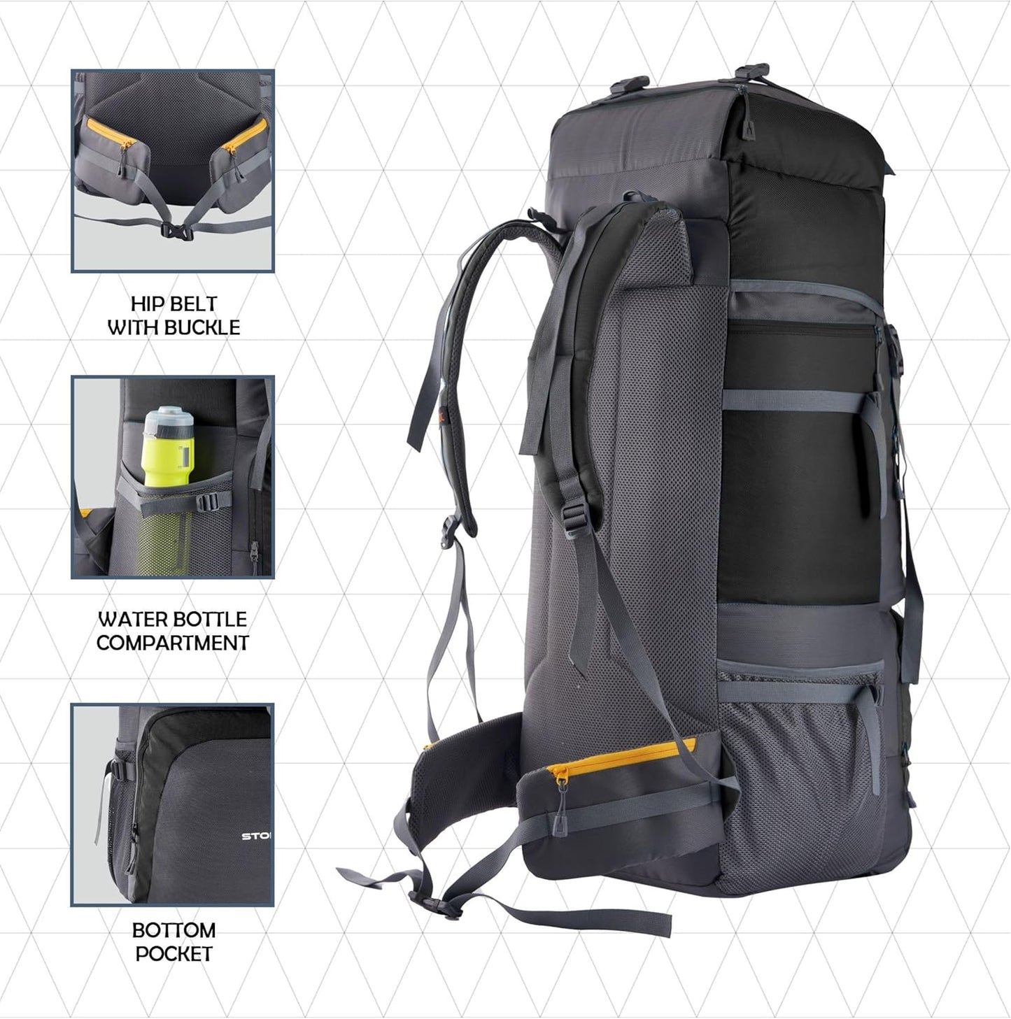 STONEX 60 Ltr Travel Backpack Trekking Rucksack bag for Men & Women Travel Camping Hiking Backpack, Sky Blue