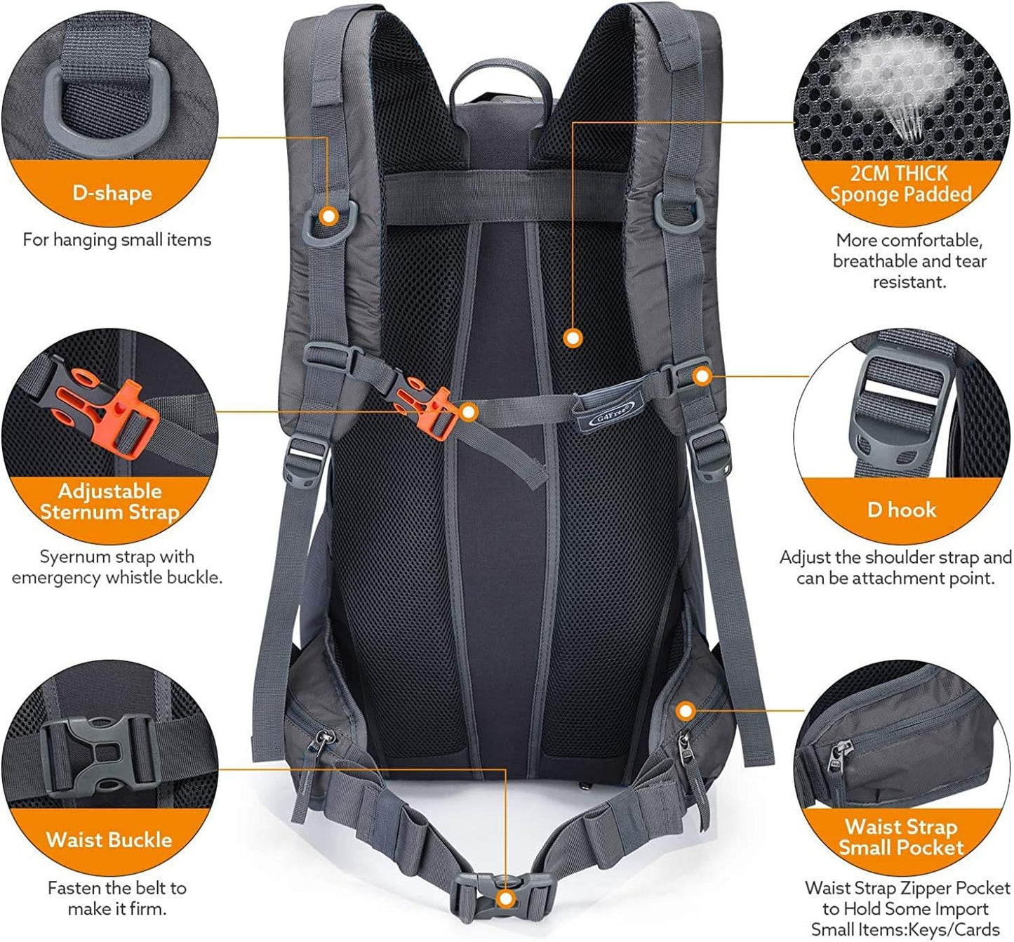G4Free Hiking Backapck, Dark Grey, One Size
