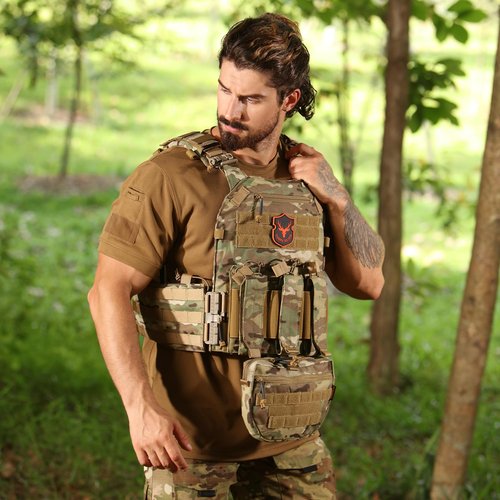 Tuxapo Tactical Molle Vest for Big Men with Quick Release Front Pouch Set Heavy-Duty Detachable and Reassembleable