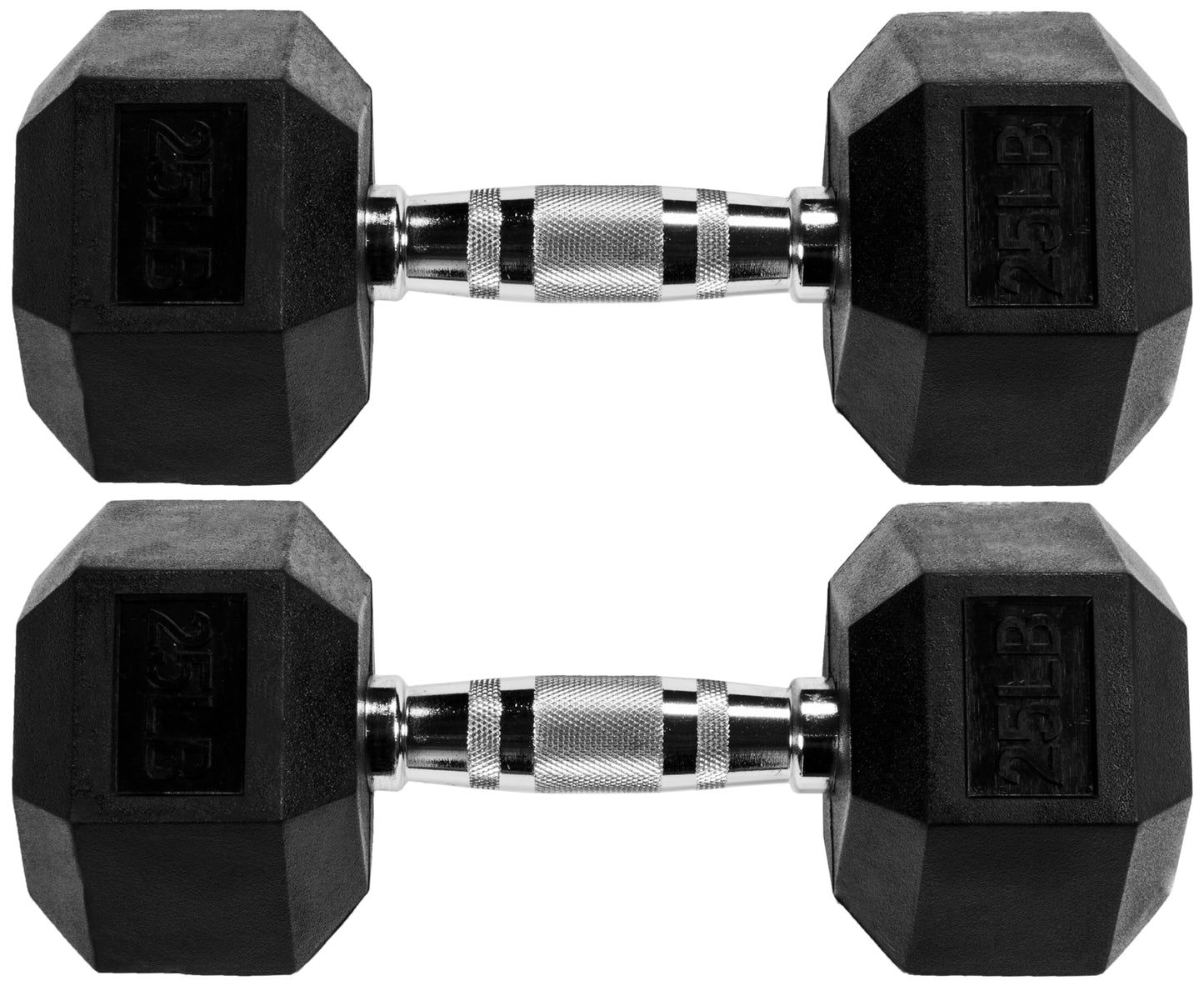 Fitvids Premium Rubber Encased Hex Dumbbell, 25LB Pair
