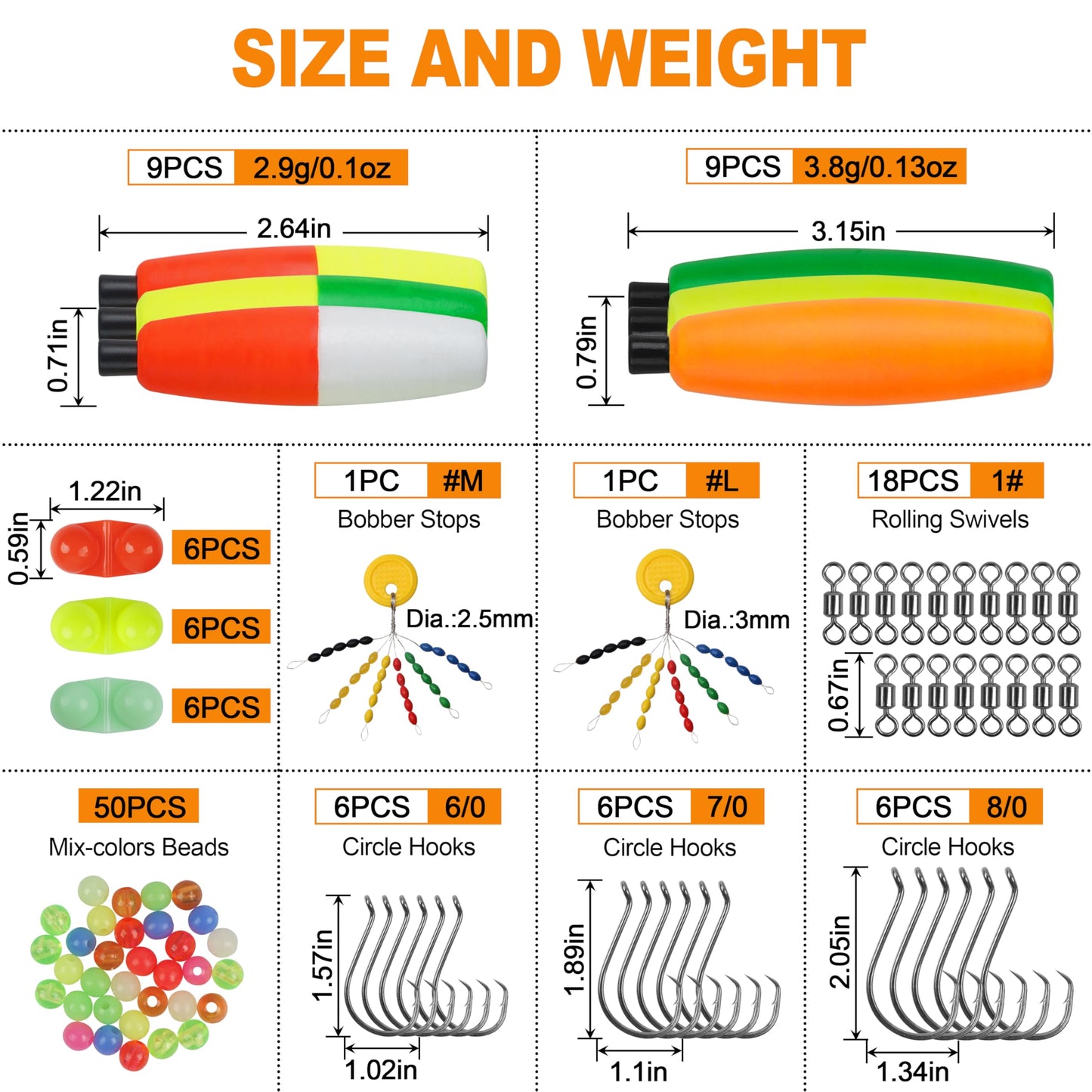 AGOOL Catfishing Tackle Making Kit Catfish Rig Accessories 124PCS Catfish Tackle with Catfish Floats Catfish Hooks Bobber Stoppers Swivels Fishing Rattle Bells Fishing Beads Santee Cooper Rig