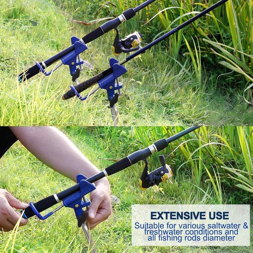 LBW Fishing Rod Holders for Bank - Fishing Pole Holders for Ground, Shore, Beach 360 Degree Adjustable Rod Holders 2 Pack