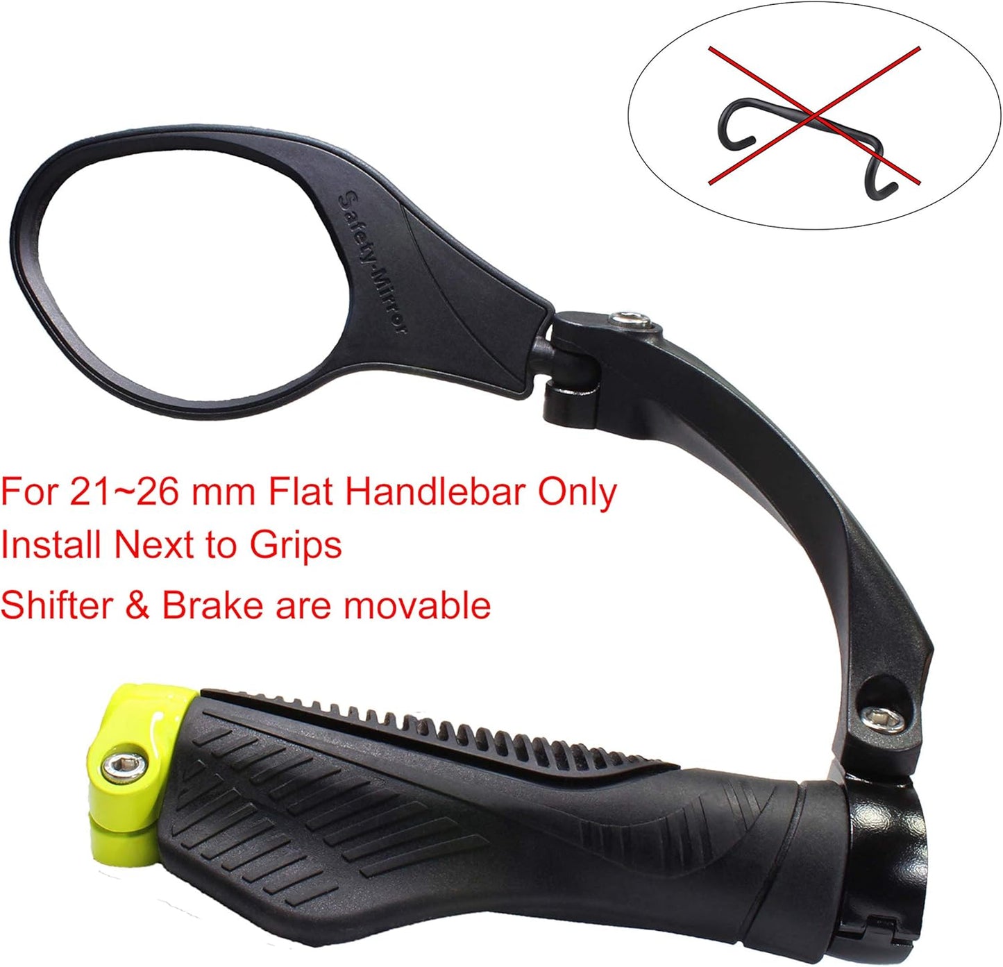 Hafny Handlebar Bike Mirror, Stainless Steel Lens, Bicycle Mirror, Safety Reflector, E-bike Mirror, Cycling Mirror, HF-MR081