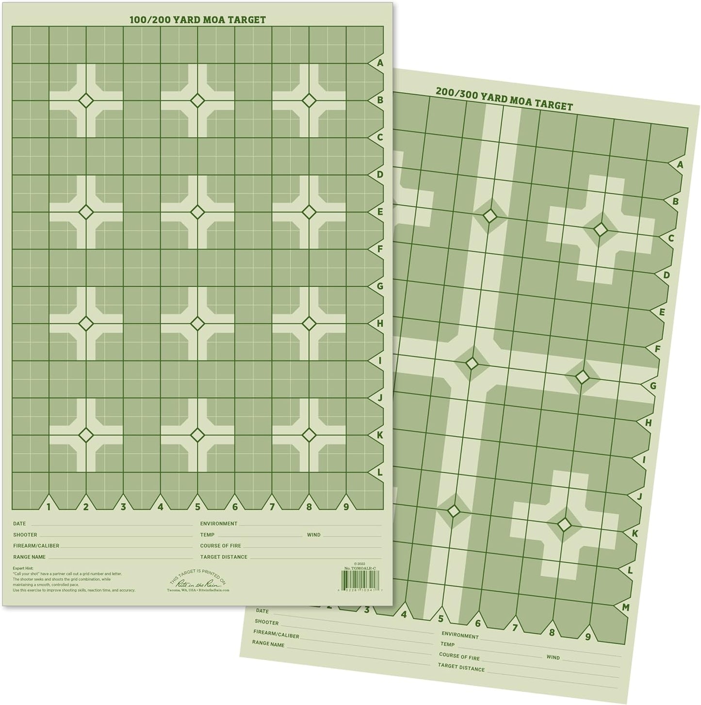 Rite in the Rain Weatherproof Diamond Pattern MOA Precision Distance Shooting Targets, 11" x 17", 25 Sheet Pack (No. TGMOALR-D)