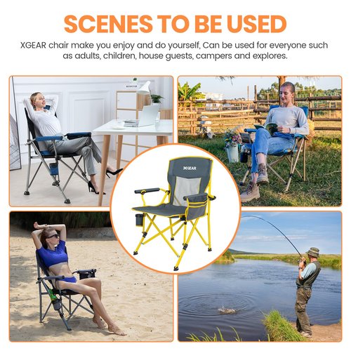 Camping Chair for Adults 350 LBS Support Camp Chair 2PCS with Breathable Mesh Back Fabric with Arm Rest Cup Holder and Portable Carrying Bag