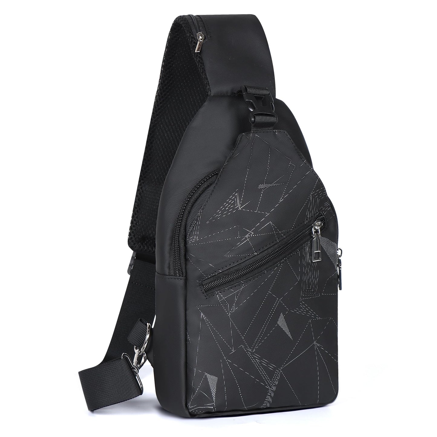 Geestock Sling Bag Backpack for Men & Women, Crossbody Backpack Shoulder Bag Waterproof Chest Bag for Daypack Travel Hiking (Black)