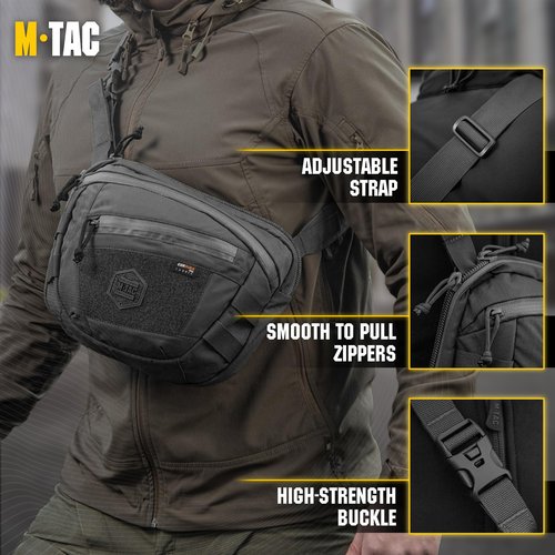 M-Tac Tactical Large Crossbody Bag for Men - Concealed Carry Sling Bag - Black CCW Chest Bag - Elite Sphaera Shoulder Bag (Loop Panel)