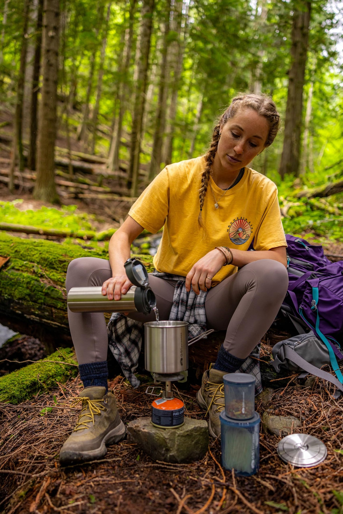 GSI Outdoors Glacier Stainless Explorer Set, Compact Stainless Steel Cookset with Pot, Frypan, Cup, and Bowl, Nesting Camping Cookware for Backpacking, Hiking & Outdoor Cooking