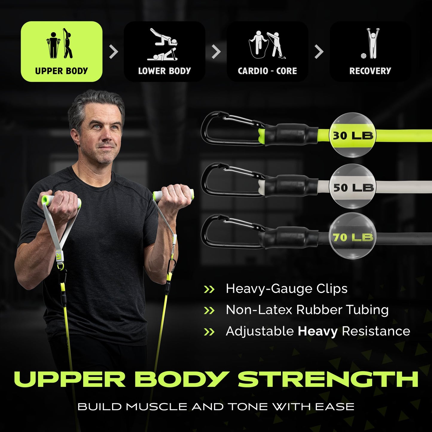 Ex Kit Home Gym Equipment with Carry Bag - 10Pcs Resistance Bands Kit with Handles, Door Anchor, Jump Rope, Booty Bands & More – Full Body Workout Bands Set for Strength, Cardio & Flexibility